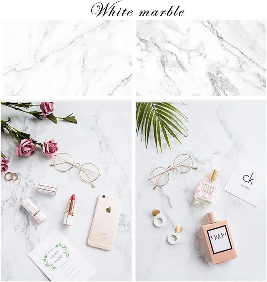 مجموعه ۴ عددی پس زمینه عکاسی مواد غذایی Bcolor، سایز ۵۶x۸۸ سانتی‌متر، دو رو، طرح سنگ مرمر و چوب، مناسب برای عکاسی از محصولات، جواهرات و چیدمان میز، دارای ۸ الگو