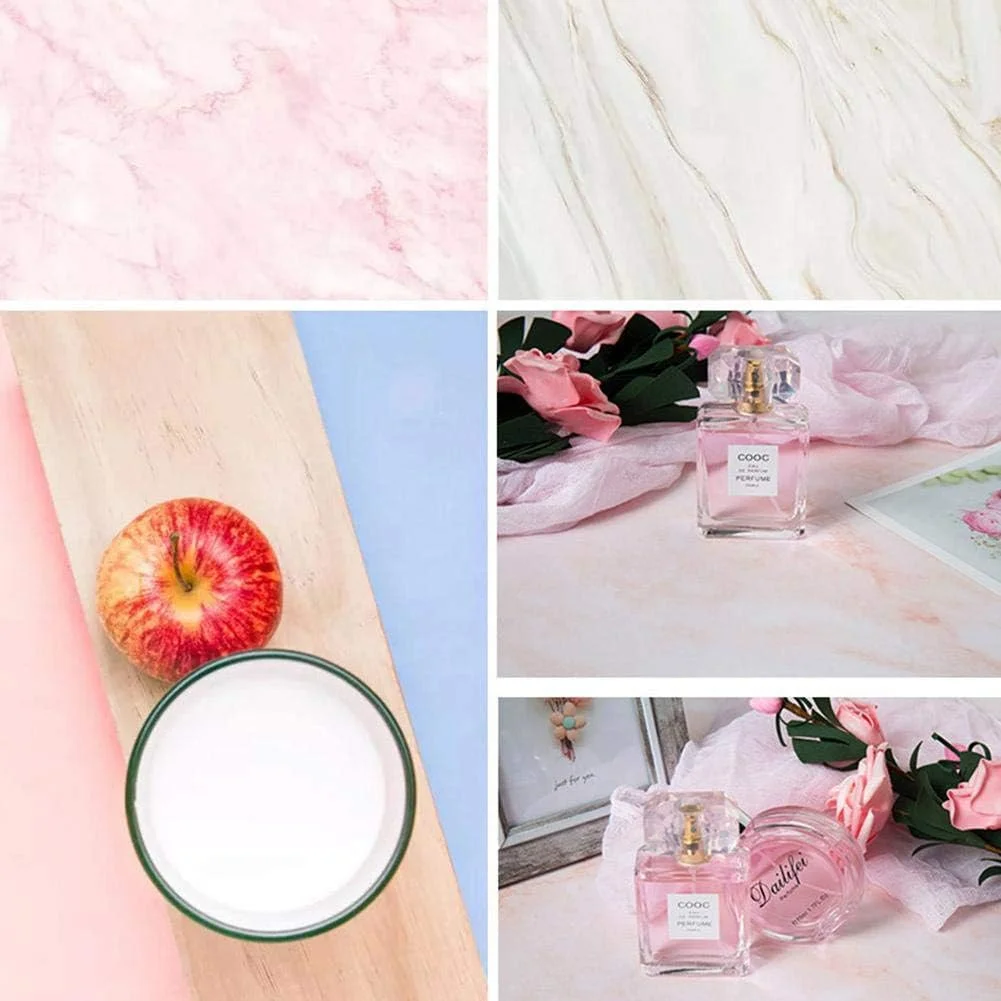 کاغذ پس زمینه عکاسی با طرح دو طرفه چوب قدیمی، مرمر و بافت دیوار سیمانی، مناسب برای عکاسی از غذا، جواهرات و سایر موارد، ابعاد 87x57 سانتی متر