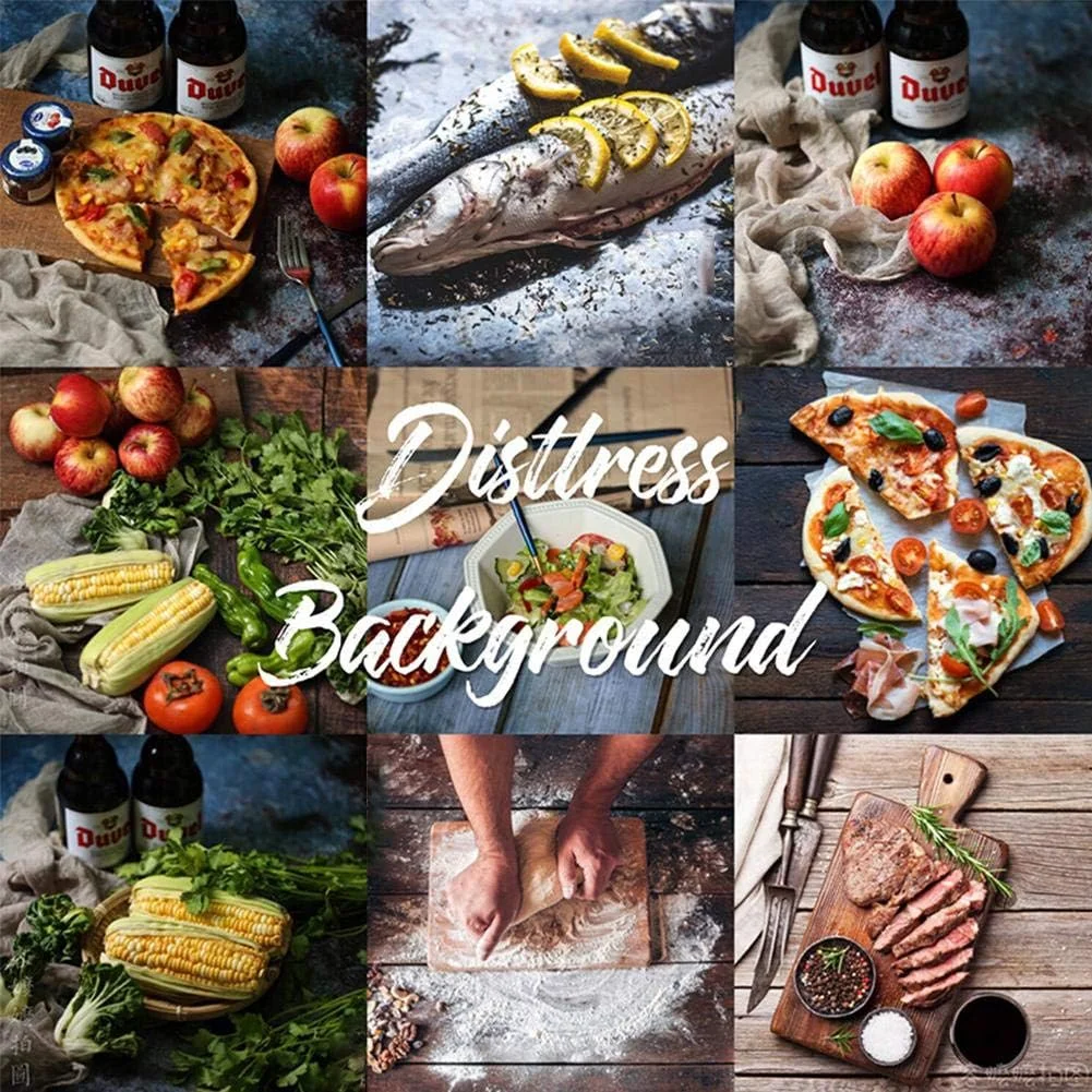 کاغذ پس زمینه عکاسی با طرح دو طرفه چوب قدیمی، مرمر و بافت دیوار سیمانی، مناسب برای عکاسی از غذا، جواهرات و سایر موارد، ابعاد 87x57 سانتی متر