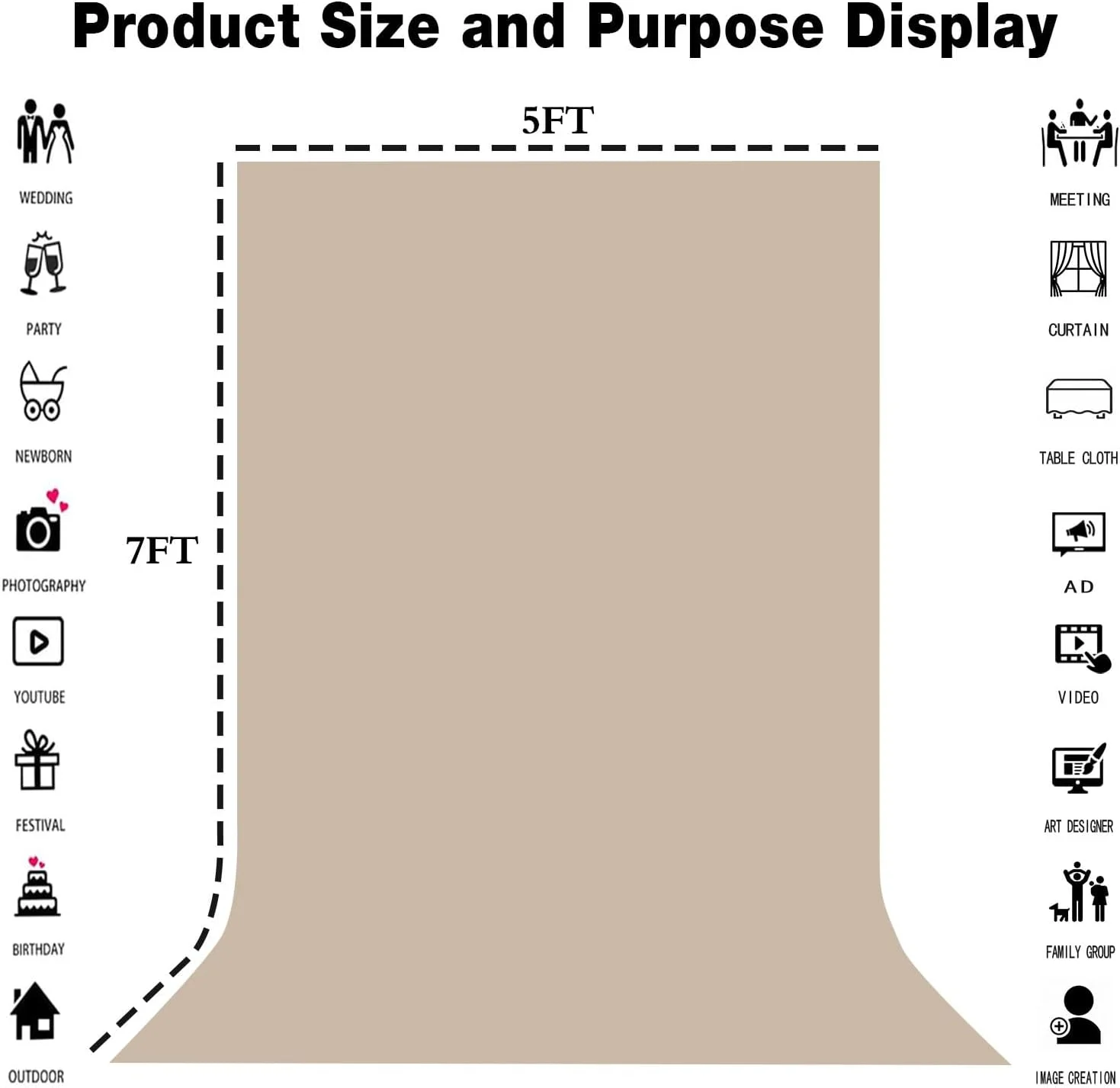 پس زمینه بژ برای عکاسی، ابعاد 1.5x2.1 متر، مناسب استودیو و جلسات