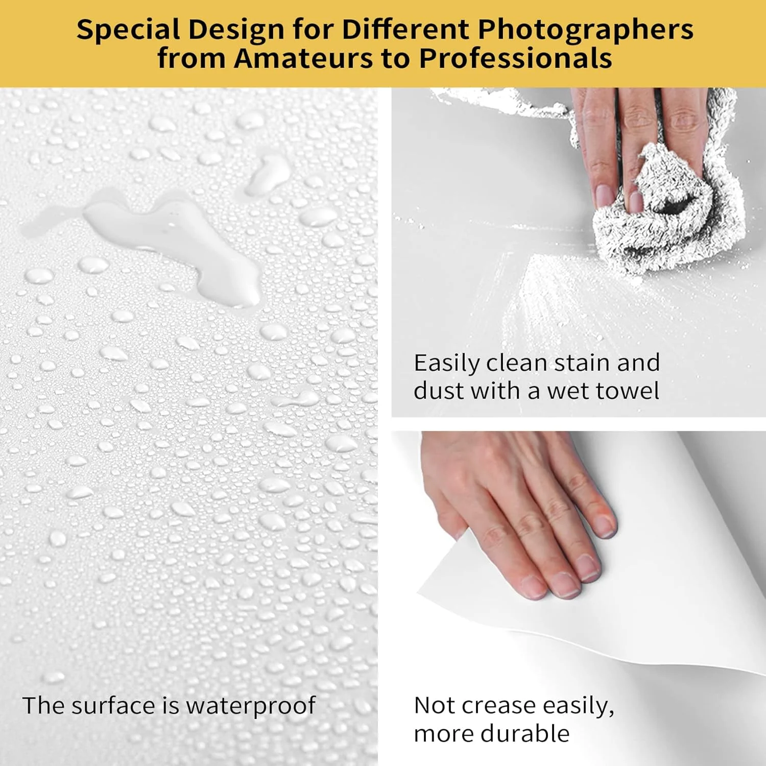 پس زمینه PVC مات و صاف Meking، 120x200 سانتی متر، پس زمینه سفید برای عکاسی و فیلمبرداری محصول در استودیو