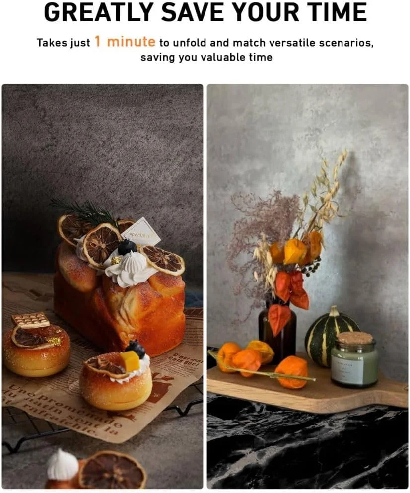 پس زمینه عکاسی غذا 50x80 سانتی متر 2 عدد، پس زمینه عکس وینیل قابل استفاده مجدد با بافت چوب، پس زمینه عکس فوق العاده واقعی برای جواهرات و لوازم آرایشی غذا