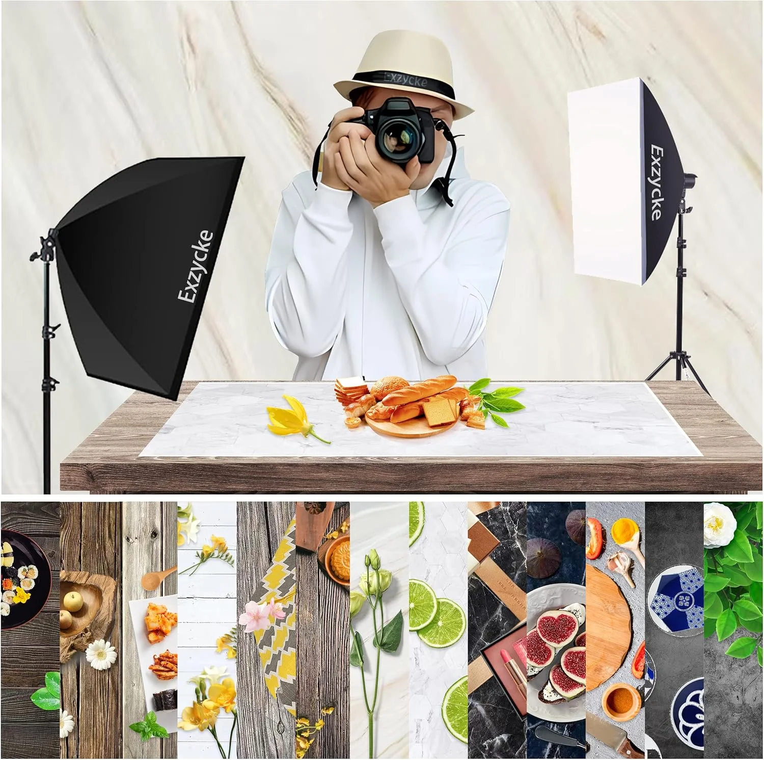 کاغذ پس زمینه عکاسی 7 عددی با 14 طرح مختلف به همراه پایه، ابعاد 87x57 سانتی متر، پس زمینه دو طرفه برای عکاسی از غذا، جواهرات، لوازم آرایشی (سیاه، سفید، قهوه ای) کاغذ پس زمینه عکاسی 7 عددی با 14 طرح مختلف به همراه پایه، ابعاد 87x57 سانتی متر، پس زمینه دو طرفه برای عکاسی از غذا، جواهرات، لوازم آرایشی (سیاه، سفید، قهوه ای)