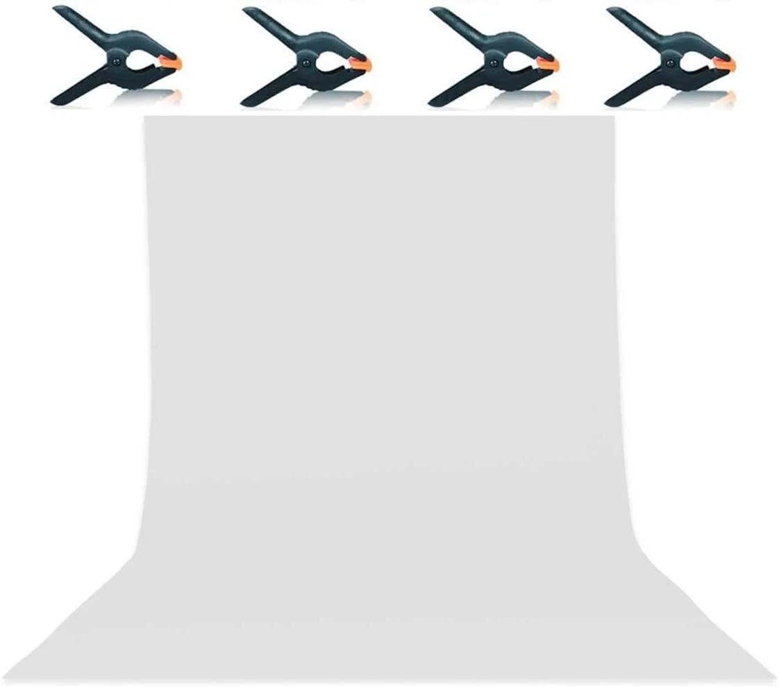 پرده پس زمینه سفید موسلین FitStill با ابعاد 2.8 در 1.8 متر به همراه 4 گیره برای استودیو عکس و فیلم