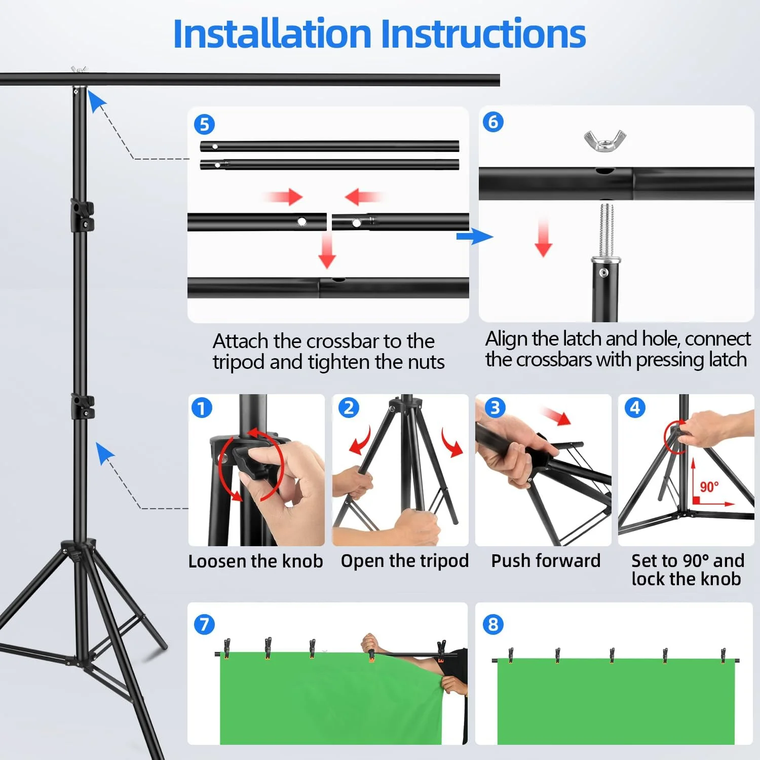 کیت پس زمینه پرده آبی سبز HEMMOTOP، پایه پرده سبز 2 در 1 به ابعاد 6.5x5 فوت برای استریم، پس زمینه سبز آبی با پایه پس زمینه عکس قابل تنظیم برای عکاسی، زوم با کیف حمل و گیره کیت پس زمینه پرده آبی سبز HEMMOTOP، پایه پرده سبز 2 در 1 به ابعاد 6.5x5 فوت برای استریم، پس زمینه سبز آبی با پایه پس زمینه عکس قابل تنظیم برای عکاسی، زوم با کیف حمل و گیره