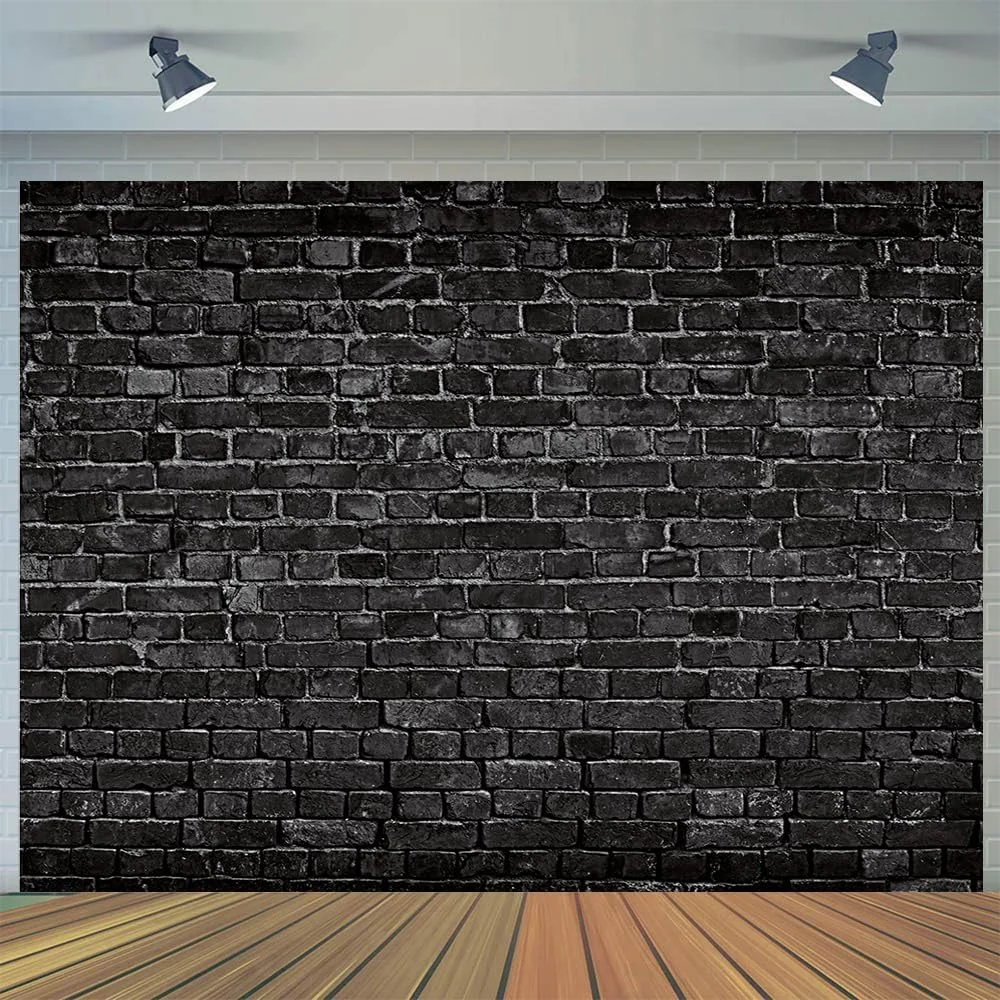 پس زمینه عکاسی دیوار آجری مشکی CYLYH - تم قدیمی پس زمینه سنگی برای دکوراسیون جشن تولد D866