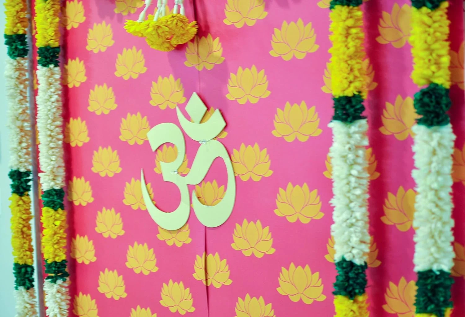 پس زمینه کاغذی گل نیلوفر آبی صورتی داغ - تزئینات پس زمینه هندی برای بنر دیواری پس زمینه عروسی - 183x213 سانتی متر پس زمینه کاغذی گل نیلوفر آبی صورتی داغ - تزئینات پس زمینه هندی برای بنر دیواری پس زمینه عروسی - 183x213 سانتی متر