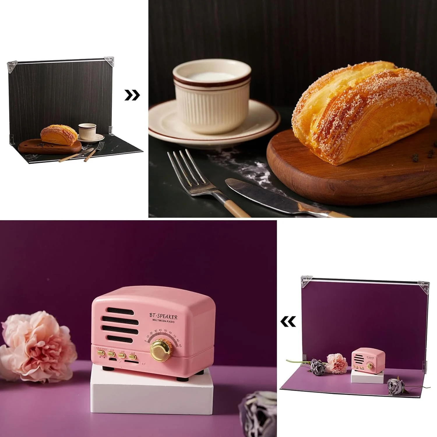 مجموعه 10 عددی پس زمینه عکاسی مواد غذایی با 20 طرح مختلف - پس زمینه های تخت برای عکاسان تولید محتوا (سایز کوچک 40x29 سانتی متر) (مجموعه رنگ های ترکیبی B)