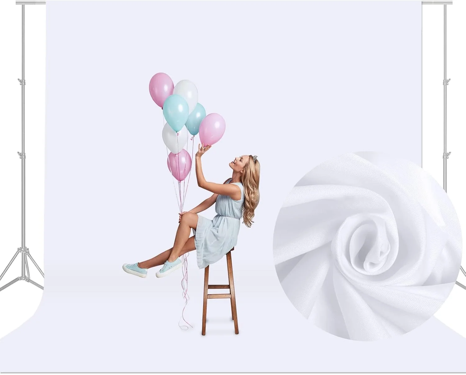 پس زمینه سفید 3x3 متری برای عکاسی، پرده و پارچه پس زمینه عکس سفید بزرگ و خالص، پس زمینه صفحه سفید با تراکم بالا و حرفه ای برای مهمانی، پرتره، عکاسی، غرفه، استودیو ویدیو