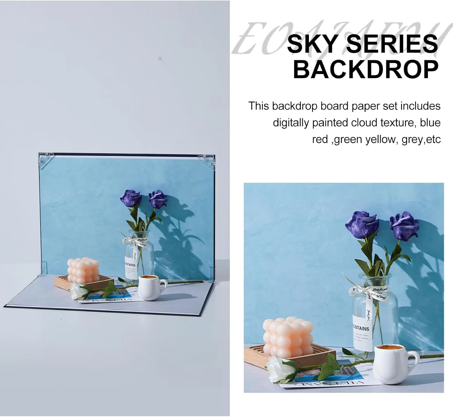 تخته پس زمینه عکس 40x29 سانتی متر، 8 عدد کاغذ پس زمینه دو طرفه، کیت پس زمینه عکاسی محصول سری آسمان برای لوازم، جواهرات غذایی، لوازم آرایشی، پس زمینه های کوچک تولید محتوا تخته پس زمینه عکس 40x29 سانتی متر، 8 عدد کاغذ پس زمینه دو طرفه، کیت پس زمینه عکاسی محصول سری آسمان برای لوازم، جواهرات غذایی، لوازم آرایشی، پس زمینه های کوچک تولید محتوا