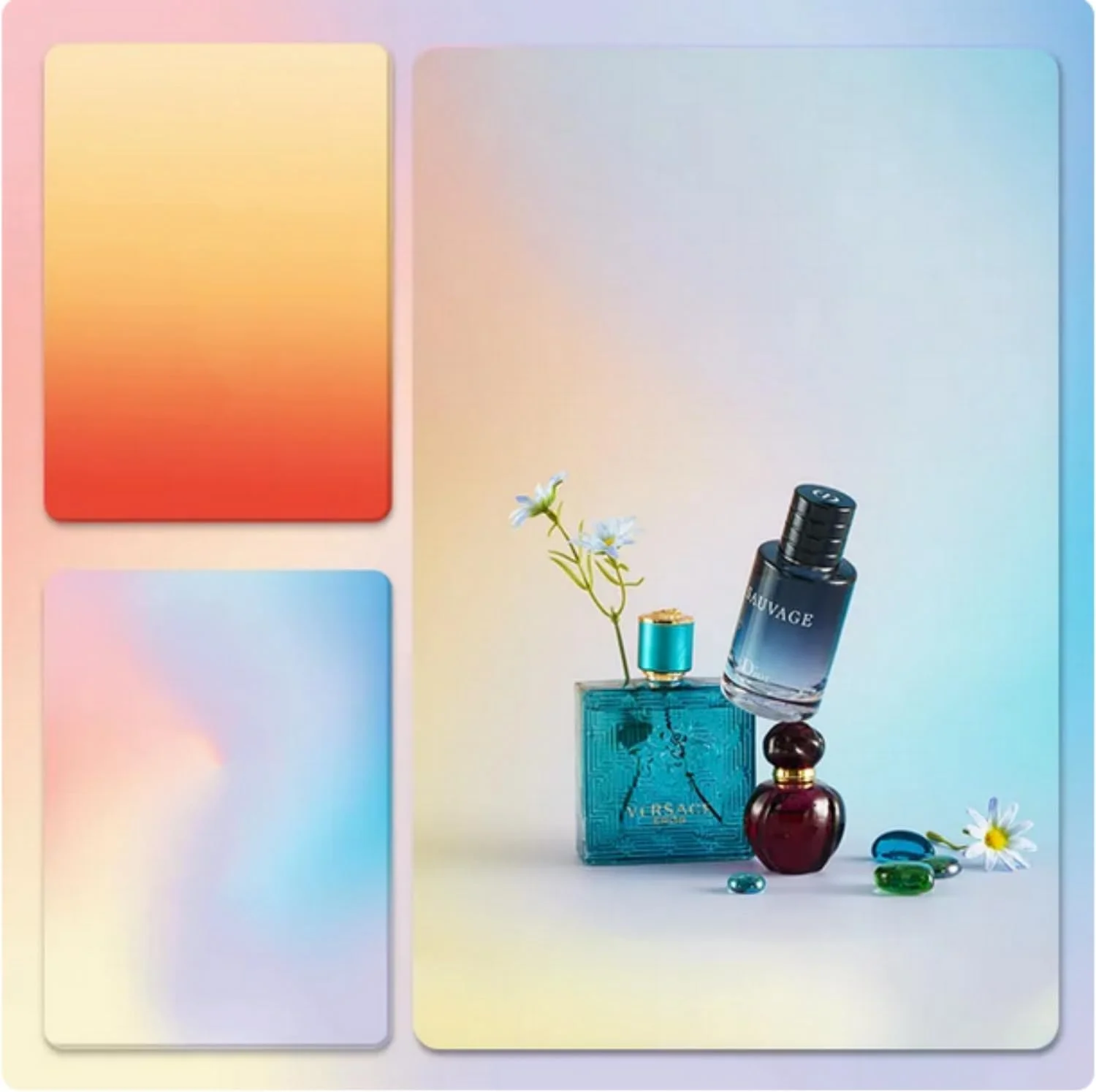 کاغذ پس زمینه عکاسی دو طرفه با طیف رنگی غیر بازتابنده SKEIDO 57X87CM برای لوازم آرایشی، جواهرات، نوشیدنی ها و عطر (رنگین کمان غروب)