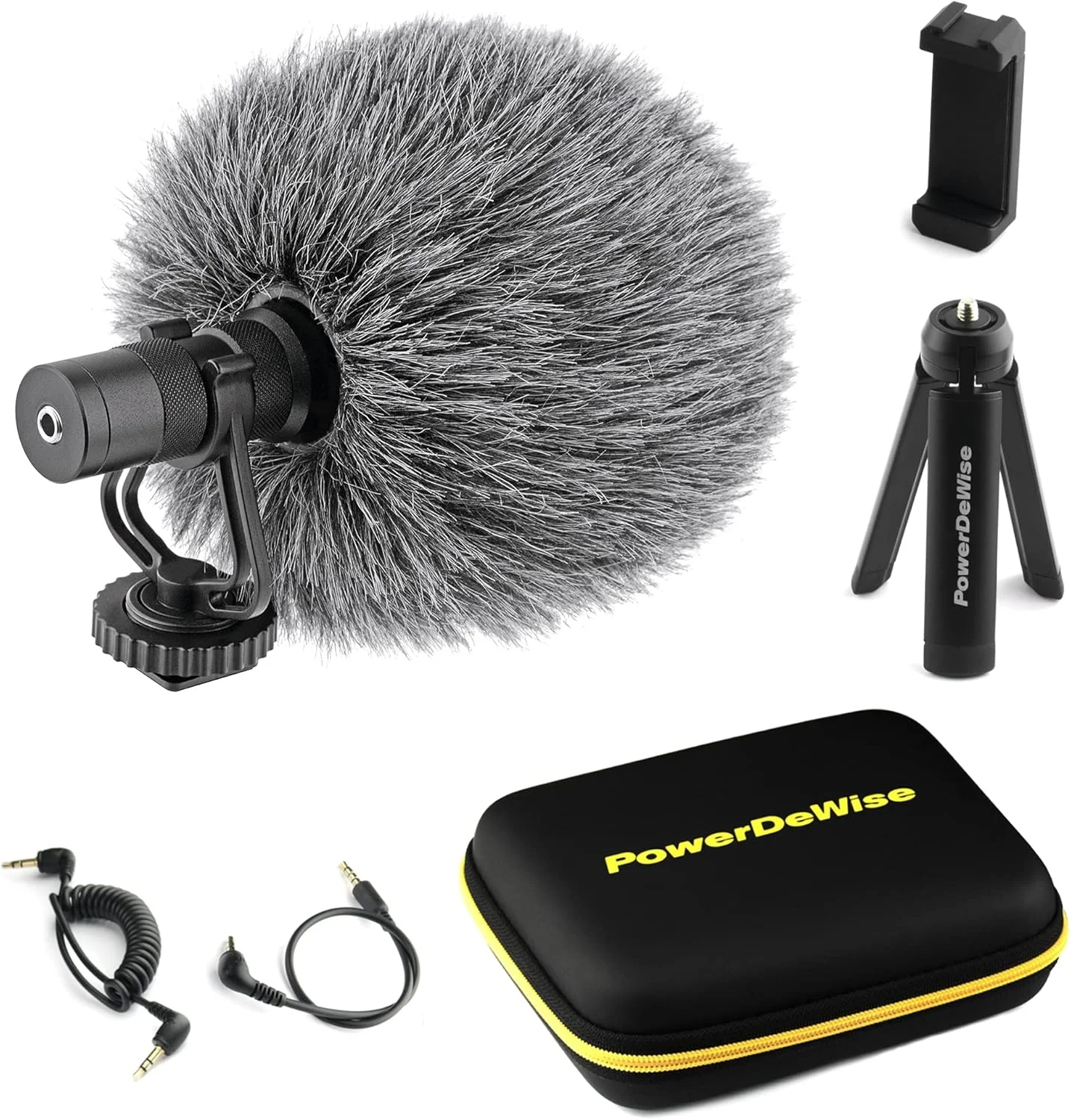 میکروفون ویدیویی PowerDeWise - میکروفون تک جهته روی دوربین برای دوربین های DSLR و تلفن ها - میکروفون ویدیویی کاردیویی جهت دار آیفون