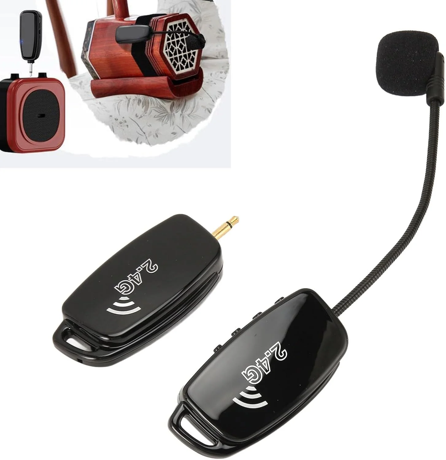 میکروفون ارهو، پیکاپ ویولن بی سیم 2.4G با قابلیت ضد تداخل و کاهش نویز به همراه آداپتور 3.5 میلی متری به 6.35 میلی متری برای سازها میکروفون ارهو، پیکاپ ویولن بی سیم 2.4G با قابلیت ضد تداخل و کاهش نویز به همراه آداپتور 3.5 میلی متری به 6.35 میلی متری برای سازها