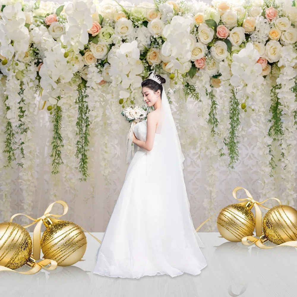 پس زمینه عکاسی با تم گل رز سفید SKEIDO، گل های عروسی، پس زمینه عکس، جشن تولد دخترانه، پرتره، دکور میز کیک و دسر (رز سفید)