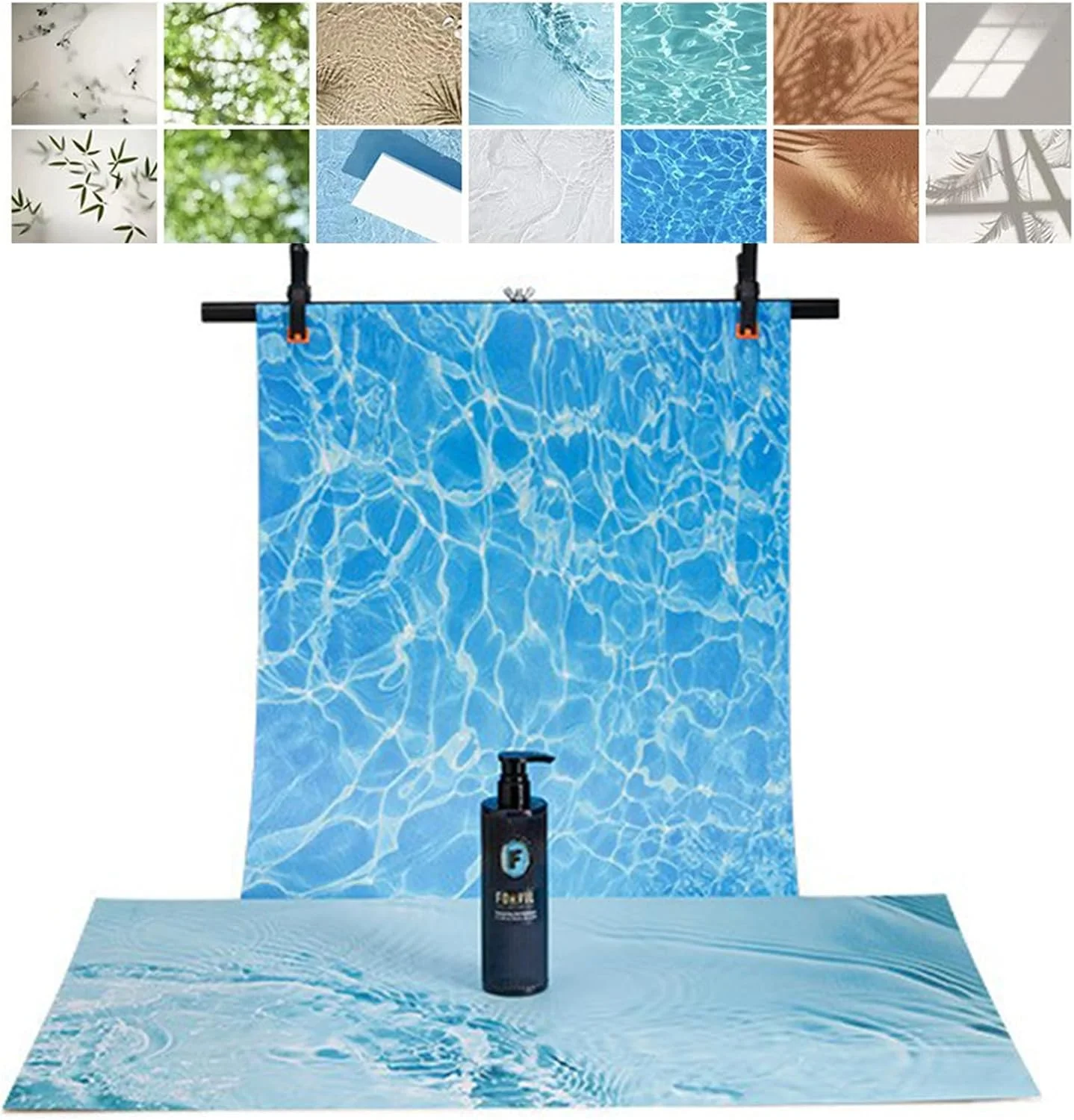 کاغذ پس زمینه عکاسی دو طرفه با 14 طرح مختلف به همراه پایه - 7 تکه، ضد آب و قابل استفاده مجدد، ابعاد 34x23 اینچ، مناسب برای عکاسی تخت از غذا، جواهرات، لوازم آرایشی