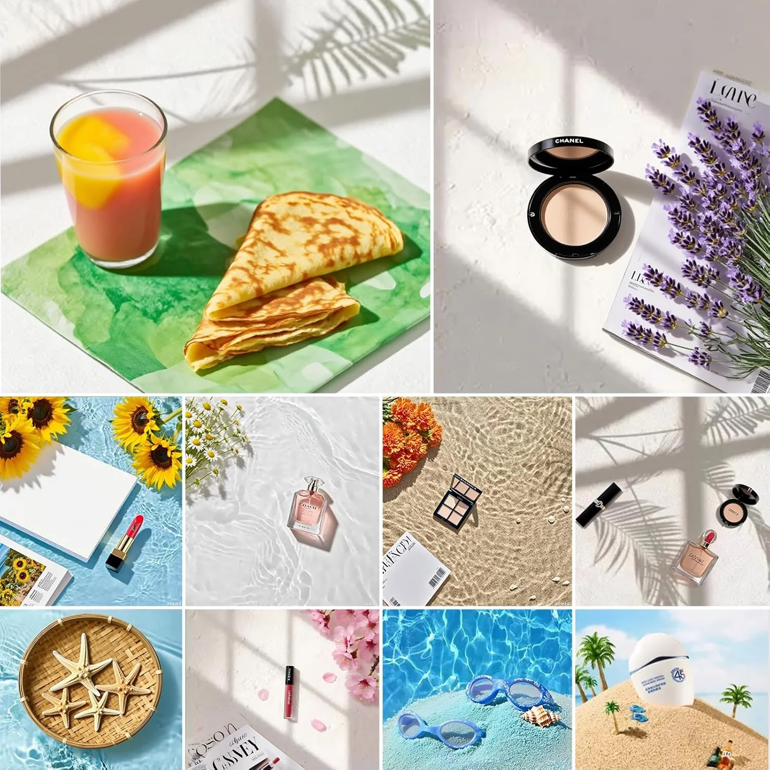 کاغذ پس زمینه عکاسی دو طرفه با 14 طرح مختلف به همراه پایه - 7 تکه، ضد آب و قابل استفاده مجدد، ابعاد 34x23 اینچ، مناسب برای عکاسی تخت از غذا، جواهرات، لوازم آرایشی