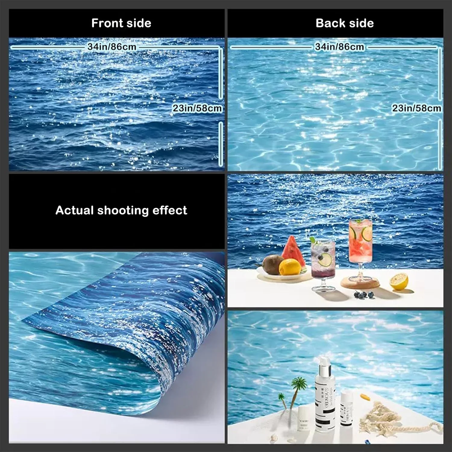 کاغذ پس زمینه عکاسی دو طرفه با 14 طرح مختلف به همراه پایه - 7 تکه، ضد آب و قابل استفاده مجدد، ابعاد 34x23 اینچ، مناسب برای عکاسی تخت از غذا، جواهرات، لوازم آرایشی