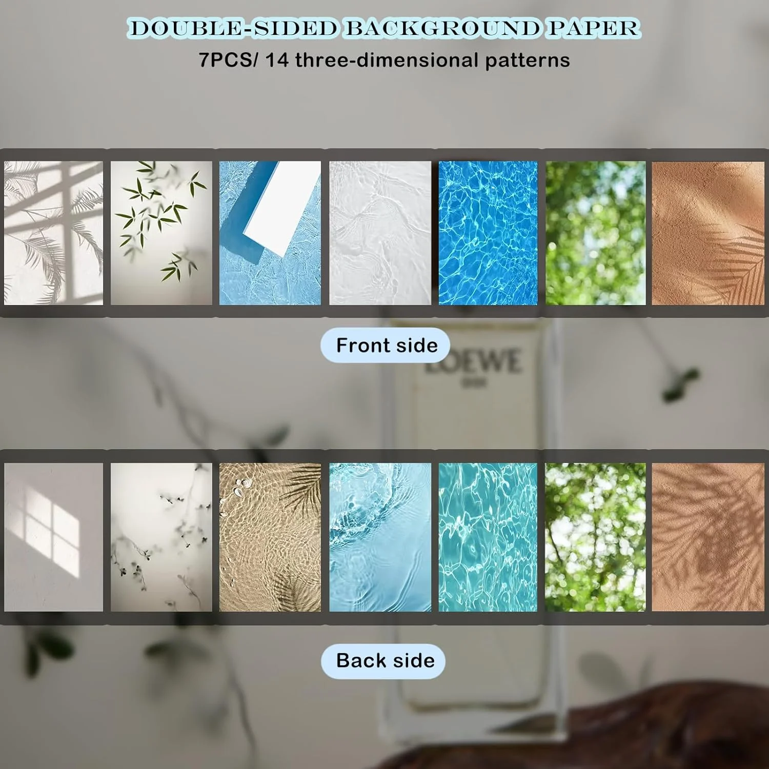 کاغذ پس زمینه عکاسی دو طرفه با 14 طرح مختلف به همراه پایه - 7 تکه، ضد آب و قابل استفاده مجدد، ابعاد 34x23 اینچ، مناسب برای عکاسی تخت از غذا، جواهرات، لوازم آرایشی