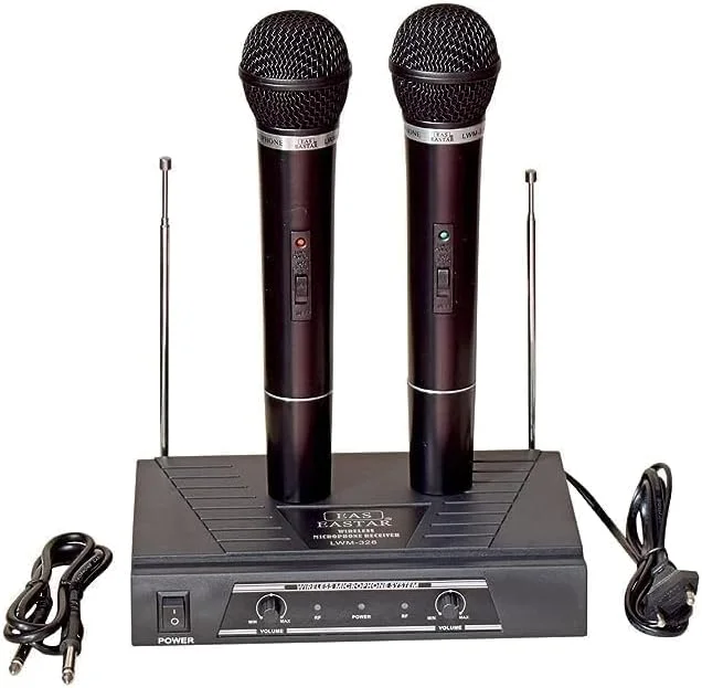 میکروفون های حرفه ای سری Duel VHF مدل KH، دو میکروفون بی سیم برای آواز، اجرای صحنه، معبد، جشنواره (Duel Cordless)