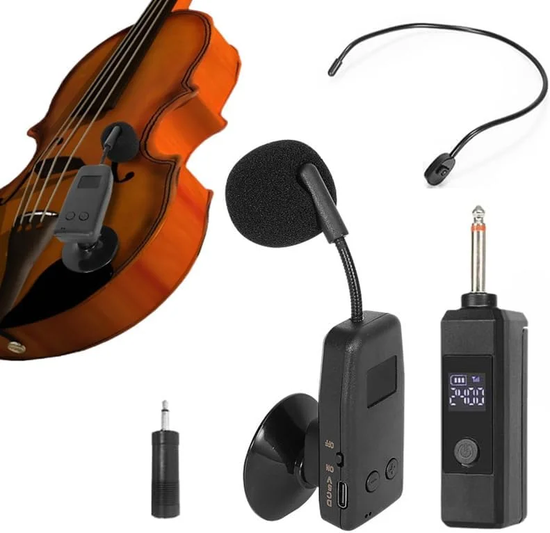میکروفون ویولن بی سیم با مکنده، تقویت صدای حرفه ای Plug&Play برای اجرای ویولن آکوستیک و ضبط