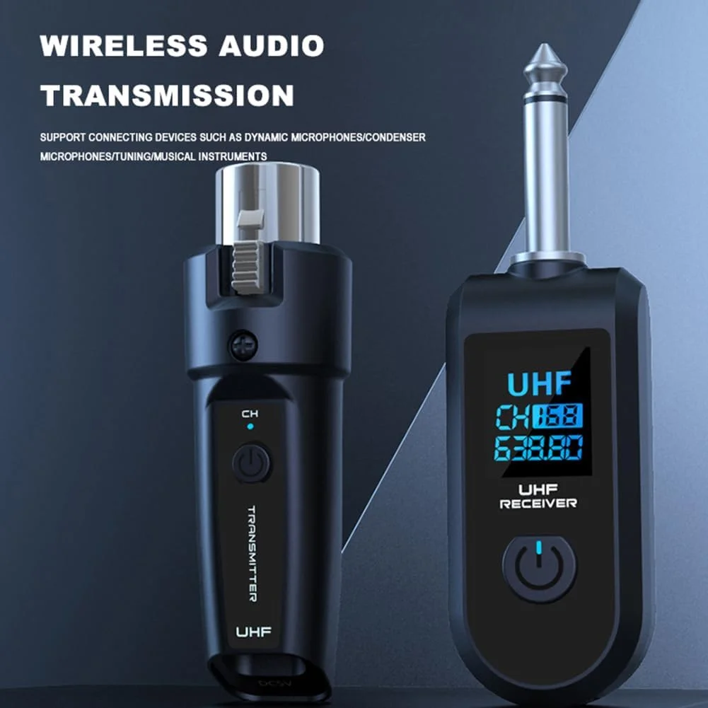 مبدل میکروفون بی‌سیم فرستنده و گیرنده XLR سیستم بی‌سیم میکروفون قابل شارژ برای میکروفون دینامیک برای میکروفون سیمی