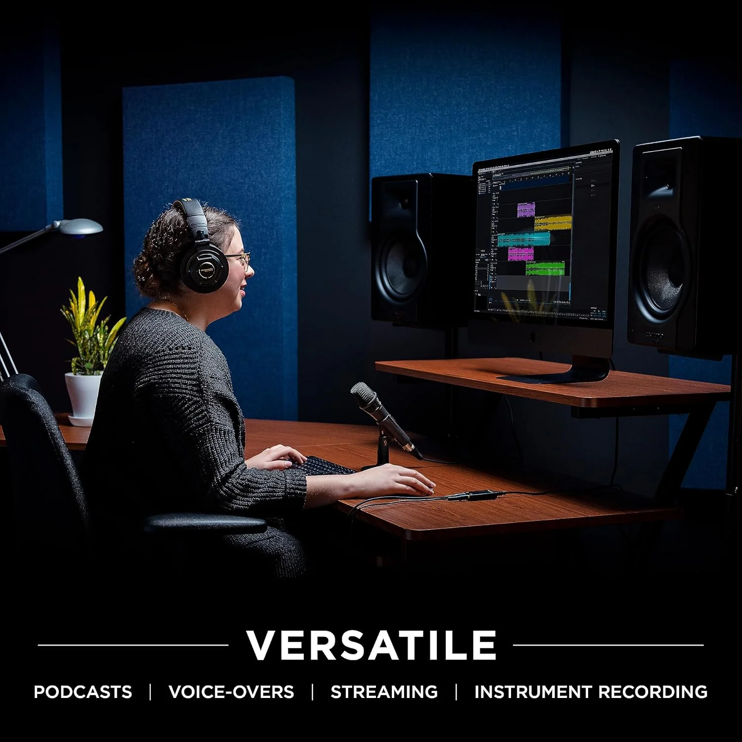 میکروفون کاندنسر USB مارنتز پرو M4U به همراه رابط صوتی، کابل میکروفون و پایه رومیزی برای پروژه‌های پادکست، استریم و ضبط سازها