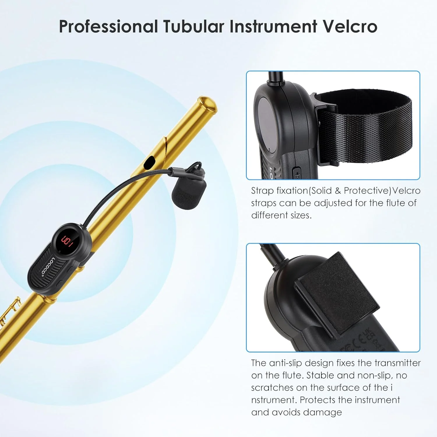 میکروفون بی سیم LOCOCO، میکروفون بی سیم UHF برای سازهای بادی، گیرنده و فرستنده بی سیم قابل شارژ، مناسب برای فلوت، پیکولو، کلارینت میکروفون بی سیم LOCOCO، میکروفون بی سیم UHF برای سازهای بادی، گیرنده و فرستنده بی سیم قابل شارژ، مناسب برای فلوت، پیکولو، کلارینت