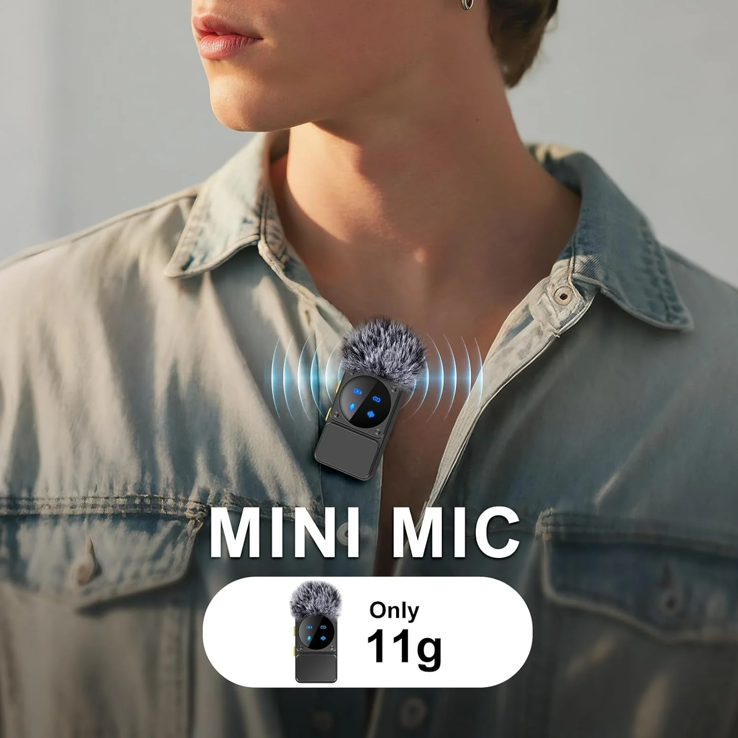 میکروفون یقه ای بی سیم کوچک برای آیفون، آیپد و اندروید با پورت لایتنینگ/USB-C، میکروفون یقه ای با قابلیت کاهش نویز و 80 ساعت کارکرد برای ضبط صدا، میکروفون امنی گیره دار برای ضبط ویدیو، تیک تاک، یوتیوب و ولاگ