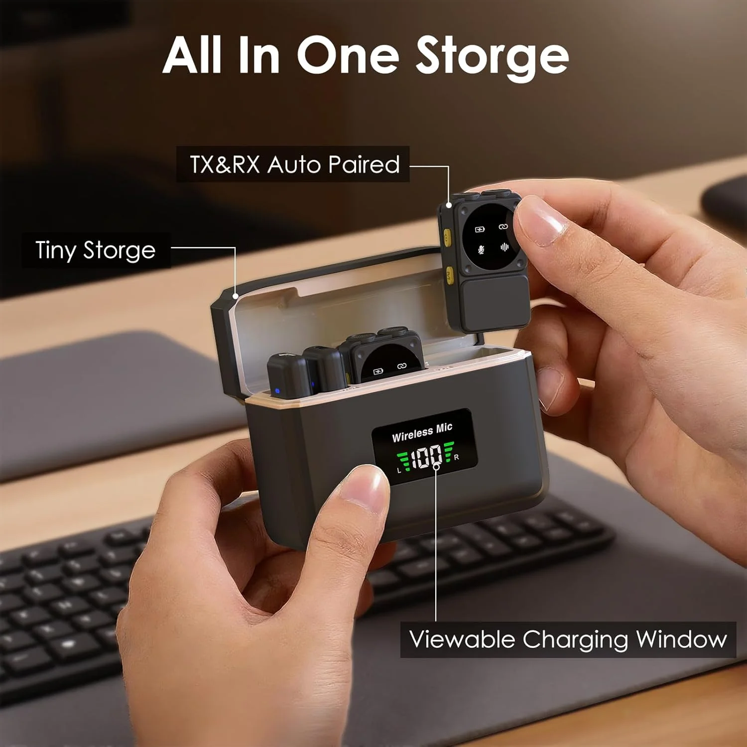 میکروفون یقه ای بی سیم کوچک برای آیفون، آیپد و اندروید با پورت لایتنینگ/USB-C، میکروفون یقه ای با قابلیت کاهش نویز و 80 ساعت کارکرد برای ضبط صدا، میکروفون امنی گیره دار برای ضبط ویدیو، تیک تاک، یوتیوب و ولاگ