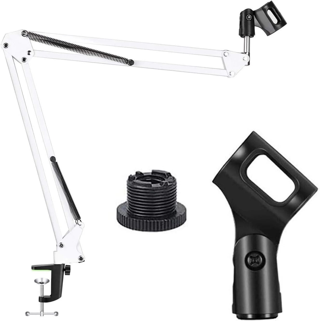 پایه میکروفون بازویی قابل تنظیم ای‌وینر، پایه میکروفون رومیزی سنگین با قابلیت تنظیم ارتفاع، بازوی میکروفون برای میکروفون‌های دستی، پادکست، بازی، ضبط صدا (سفید)