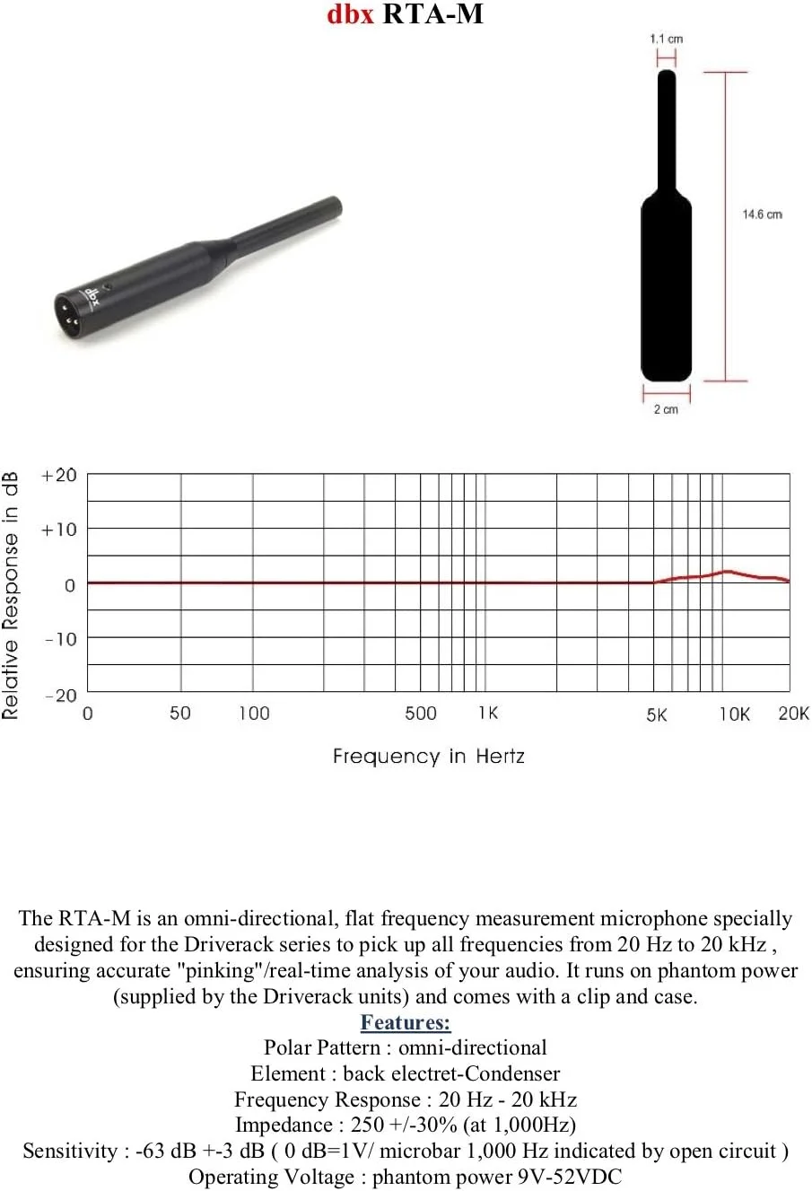 میکروفون مرجع DBX RTA-M میکروفون مرجع DBX RTA-M