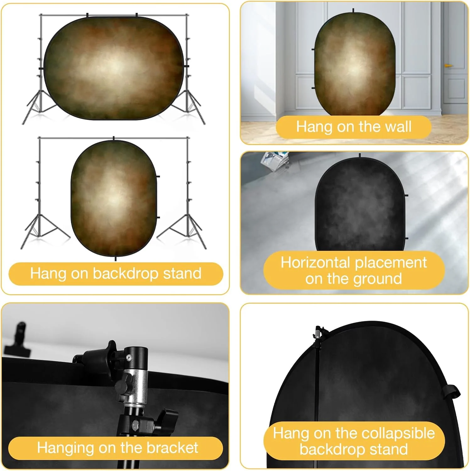 پس زمینه تاشو کیت، میکروفایبر مشکی و قهوه ای دو طرفه، مناسب عکاسی، برای عکاسان، 1.5x2 متر