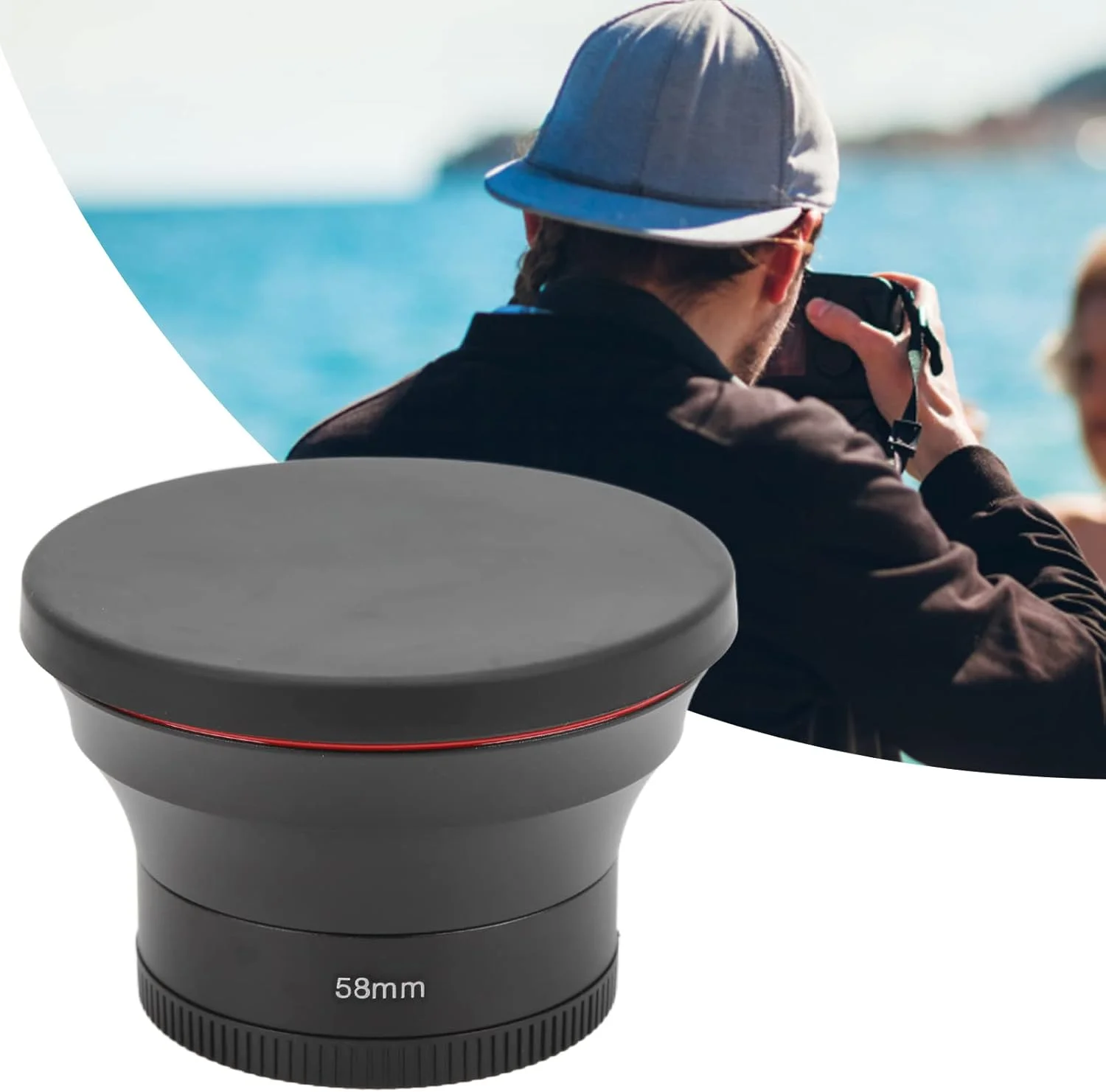 لنز زاویه باز 58 میلیمتری 0.43X و لنز ماکرو 2 در 1 شیشه اپتیکال با درپوش لنز برای عکاسی منظره SLR دیجیتال لنز زاویه باز 58 میلیمتری 0.43X و لنز ماکرو 2 در 1 شیشه اپتیکال با درپوش لنز برای عکاسی منظره SLR دیجیتال