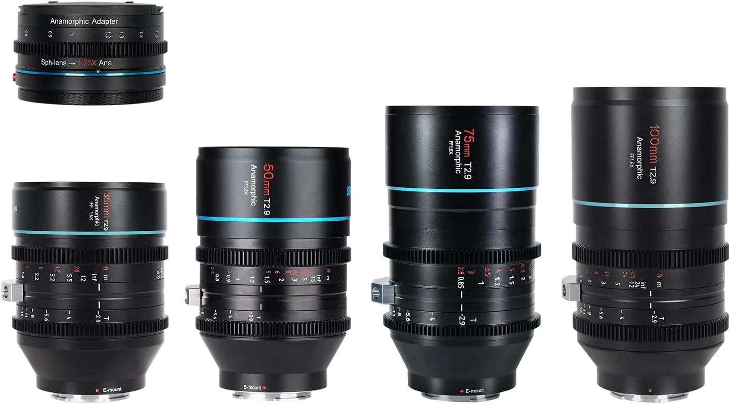 ست لنز آنامورفیک فول فریم SIRUI T2.9 1.6X با مانت Z به همراه آداپتور آنامورفیک 1.25x (35mm, 50mm, 75mm, 100mm)
