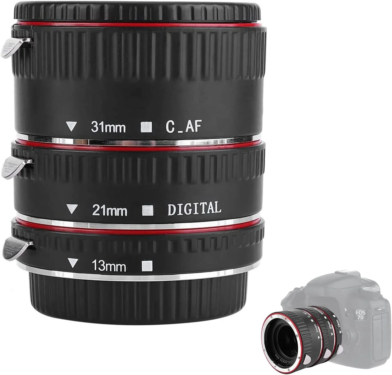 حلقه های افزایش طول لنز ماکرو Flylin با فوکوس خودکار سریع، حلقه آداپتور افزایش طول لنز ماکرو 13mm 21mm 31mm مناسب برای دوربین های EOS EF Mount به 1100d 700d 650d 600d 550d 500d 450d 400d 350d 300d 100d 70d