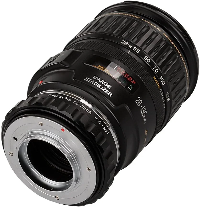 آداپتور نصب لنز قابل تنظیم Fotodiox DLX - لنزهای Canon EOS (EF/EF-S) D/SLR به بدنه دوربین بدون آینه Micro Four Thirds (MFT, M4/3) با هلیکوئید فوکوس ماکرو و فیلترهای مغناطیسی
