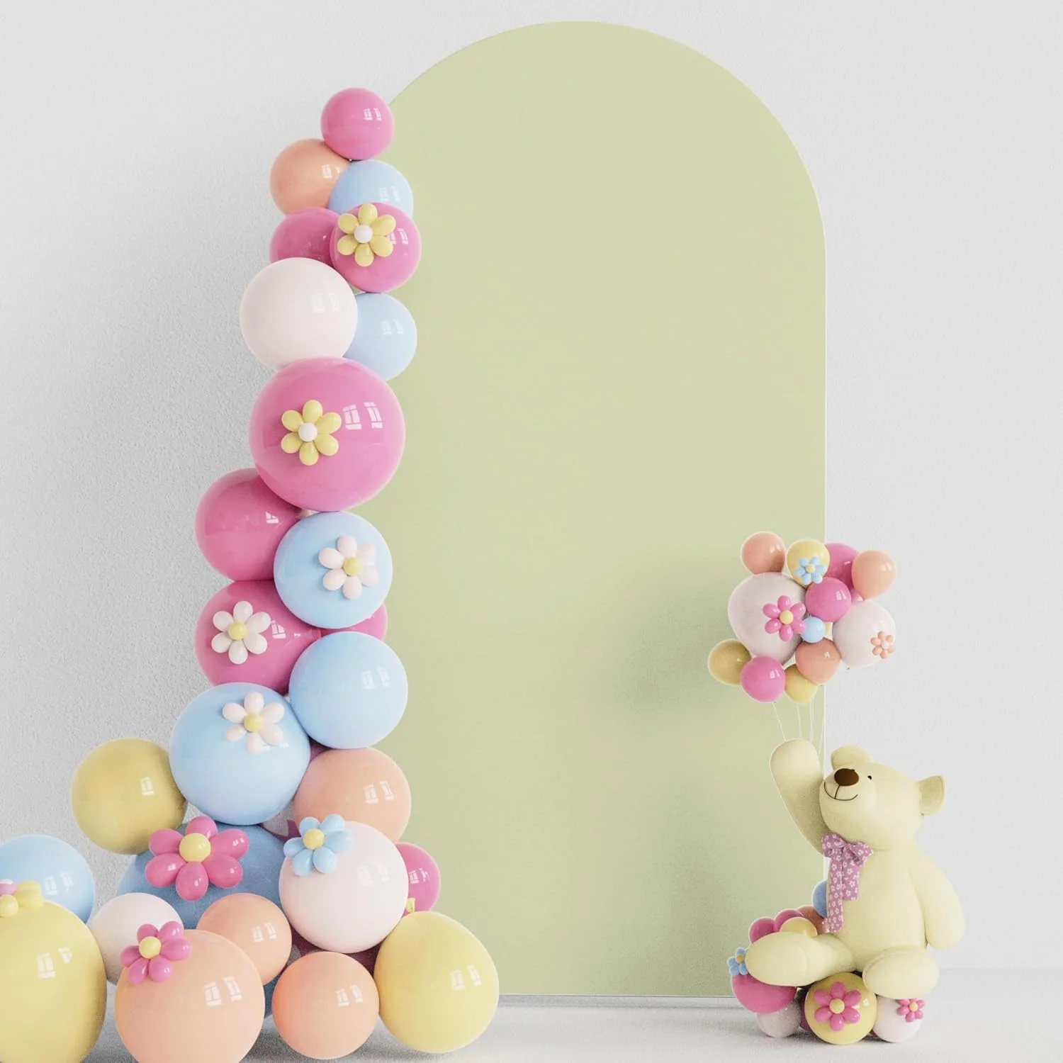 روکش طاق عروسی، روکش طاق اسپندکس سفید برای پایه پس زمینه کیارا با سر گرد، مناسب برای تزئینات جشن تولد عروسی (سبز، 6 فوت)