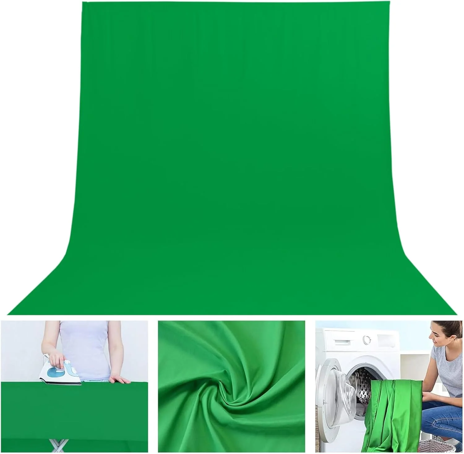 پرده سبز کروماکی، 2 متر در 3 متر، پس زمینه عکاسی پرتابل، پارچه موسلین خالص و تاشو برای استودیو عکس، پخش زنده، جلسات زوم و بازی
