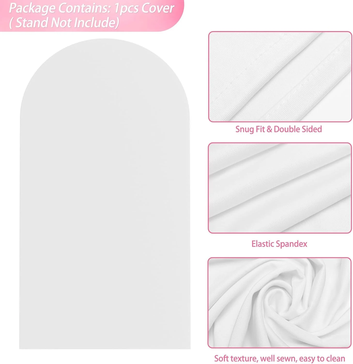 روکش پس زمینه طاق عروسی Wokceer 2.2 متری، روکش اسپندکس سفید رنگ مناسب برای طاق های عروسی با سر گرد، روکش پس زمینه طاق کیارا برای دکوراسیون جشن تولد، مراسم و مهمانی