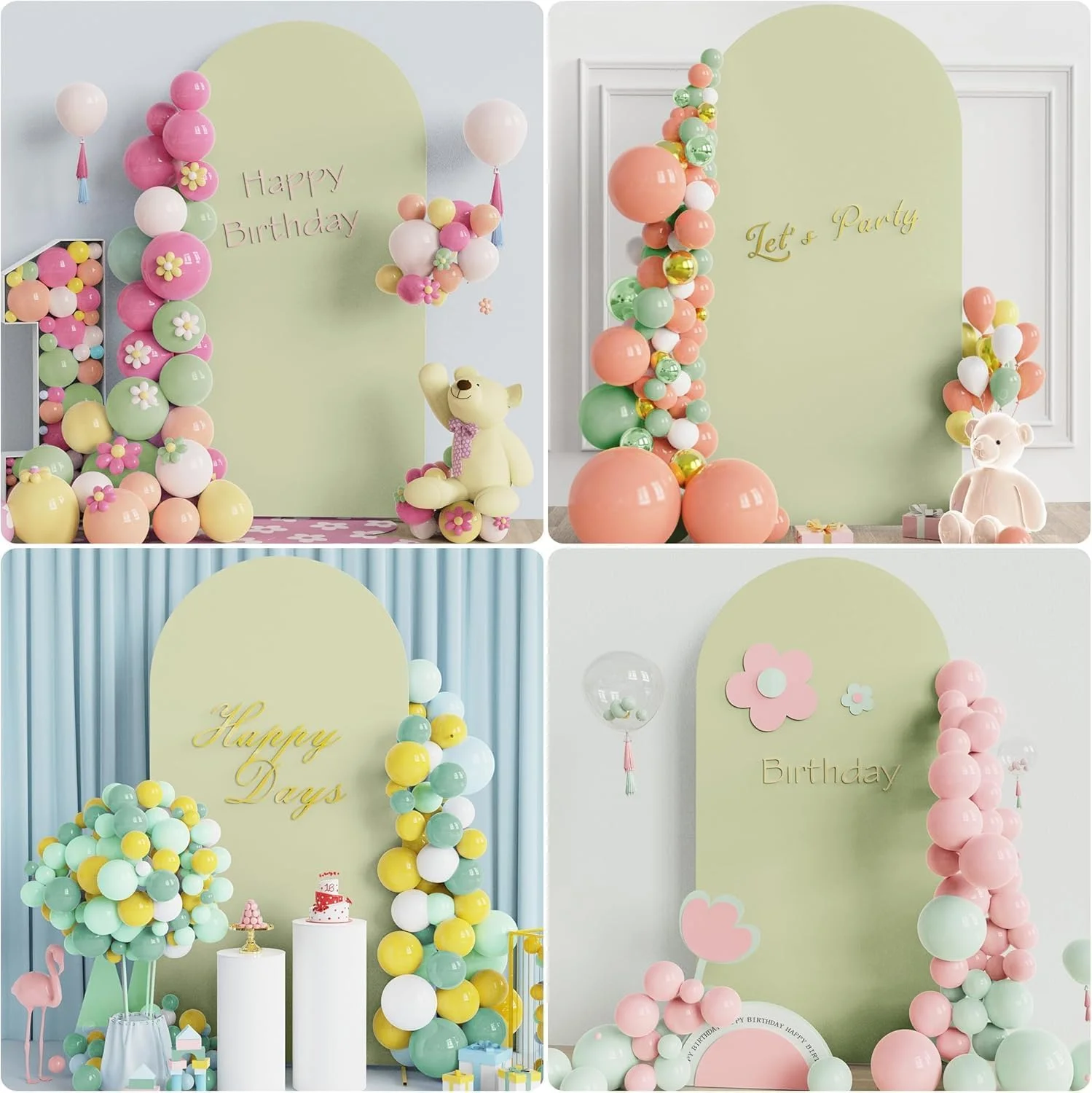 روکش طاق عروسی، روکش طاق اسپندکس سفید برای پایه پس زمینه کیارا با سر گرد، مناسب برای تزئینات جشن تولد عروسی (سبز، 6 فوت)