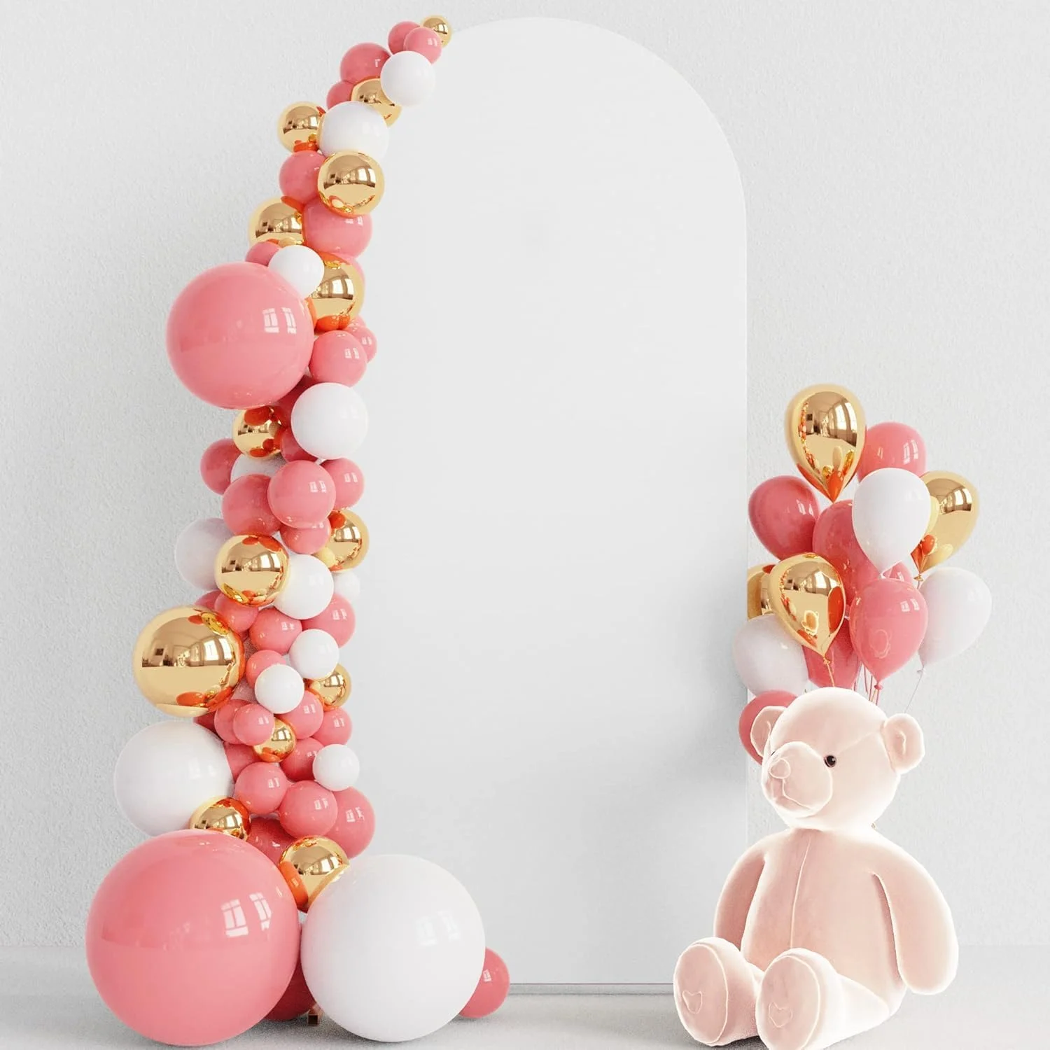 روکش طاق اسپندکس 4 فوتی، روکش کششی و مناسب برای طاق عروسی، روکش پایه گرد، روکش دو طرفه، پس زمینه برای دکوراسیون جشن عروسی، تولد، مراسم و جشن نوزاد (سفید)