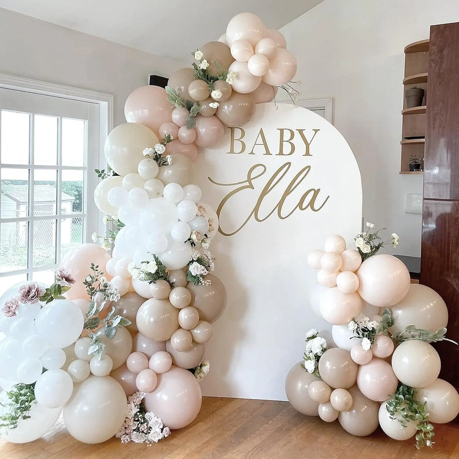 روکش طاق اسپندکس 4 فوتی، روکش کششی و مناسب برای طاق عروسی، روکش پایه گرد، روکش دو طرفه، پس زمینه برای دکوراسیون جشن عروسی، تولد، مراسم و جشن نوزاد (سفید)