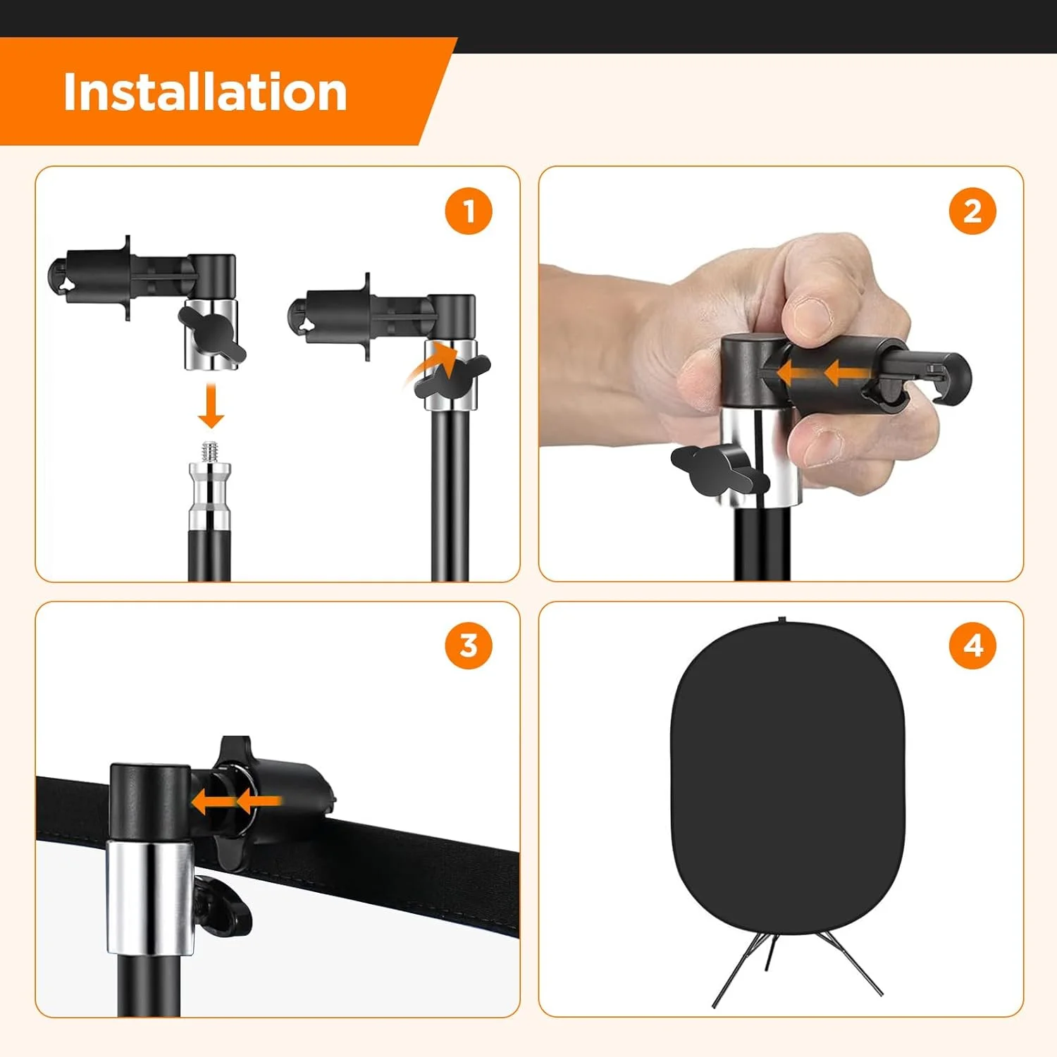 پس زمینه تاشو دو طرفه پرتابل کروماکی سیاه و سفید به همراه پایه، 150x200 سانتی متر، مناسب برای عکس، فیلم، پخش زنده و غیره (سیاه و سفید)