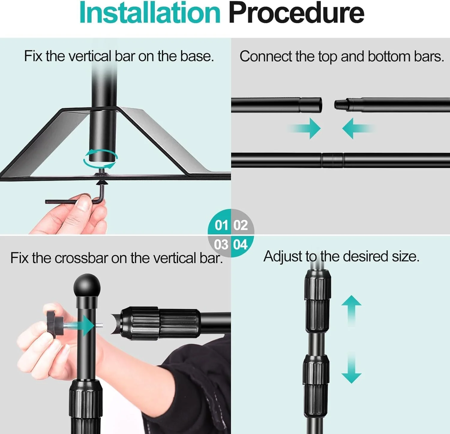 پایه بنر تلسکوپی 2.4x2.4 متری، قاب پس زمینه قابل تنظیم و مقاوم برای استودیو عکاسی، نمایشگاه تجاری، غرفه عکس، مهمانی و دکوراسیون عروسی (گیره ها شامل نمی شوند)