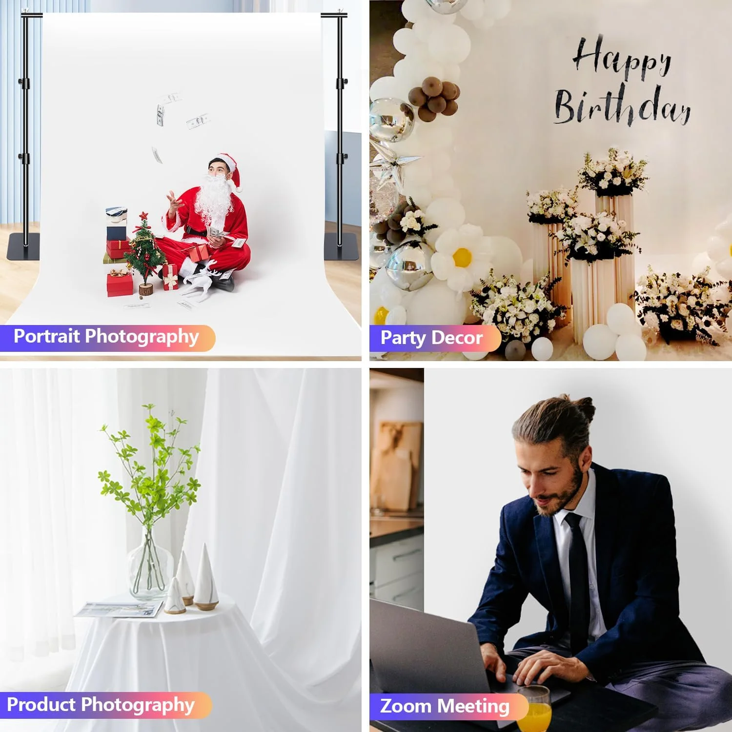 پرده پس زمینه سفید برای عکاسی، 3x3 متر، پرده پس زمینه دو طرفه برای عکاسی، پارچه پلی استر سفید برای استودیو عکاسی، عکس کودک، تزئین مهمانی (فقط پس زمینه) پرده پس زمینه سفید برای عکاسی، 3x3 متر، پرده پس زمینه دو طرفه برای عکاسی، پارچه پلی استر سفید برای استودیو عکاسی، عکس کودک، تزئین مهمانی (فقط پس زمینه)