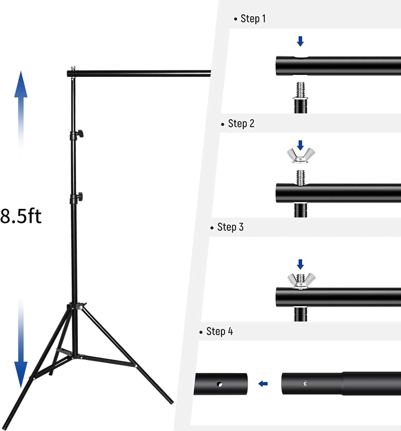 سیستم کیت پایه نگهدارنده پس زمینه قابل تنظیم 3 متری استودیو عکس و فیلم به همراه کیف حمل (BJJ 2.6X3M)