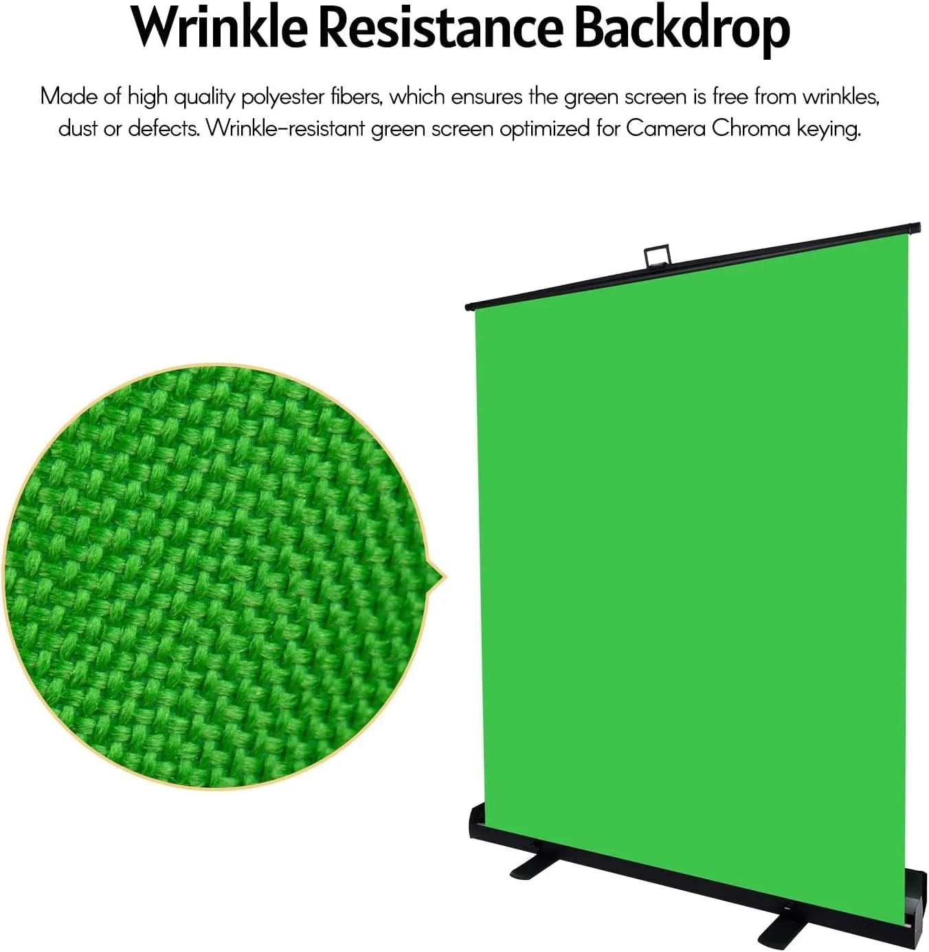 پس زمینه قابل حمل و کششی 1.5 * 2 متری، صفحه سبز ضد چروک با سیستم خود قفل شونده و کیف نگهداری آلیاژ آلومینیوم قابل حمل برای عکاسی