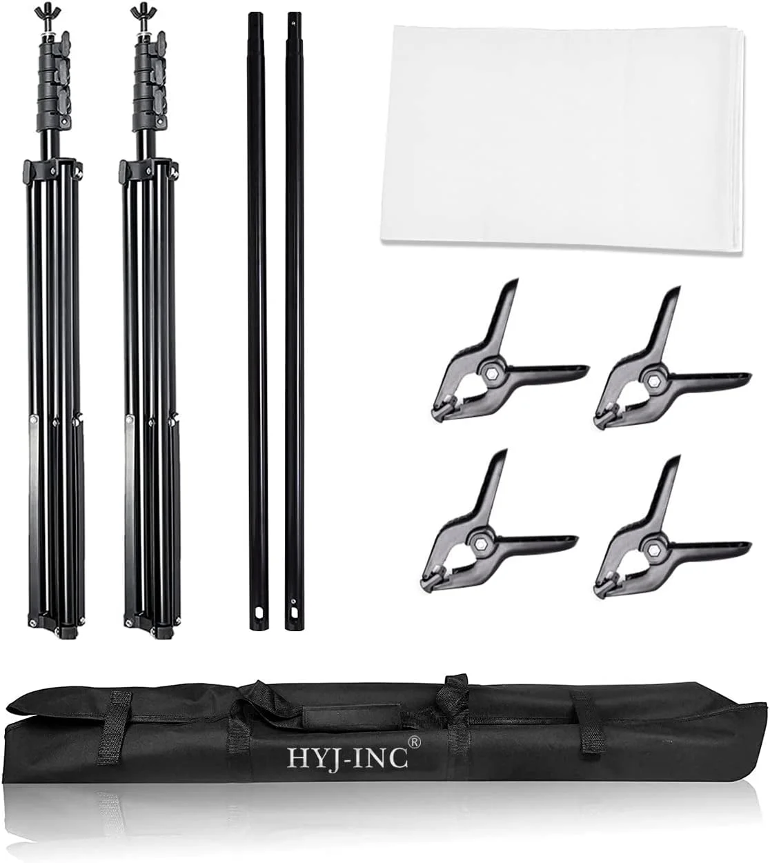 سیستم نگهدارنده پس زمینه عکس با پایه پس زمینه 8.5 در 10 فوت، پس زمینه پارچه ای 100% پنبه ای سفید، گیره، کیف حمل برای استودیوی عکس و فیلم سیستم نگهدارنده پس زمینه عکس با پایه پس زمینه 8.5 در 10 فوت، پس زمینه پارچه ای 100% پنبه ای سفید، گیره، کیف حمل برای استودیوی عکس و فیلم