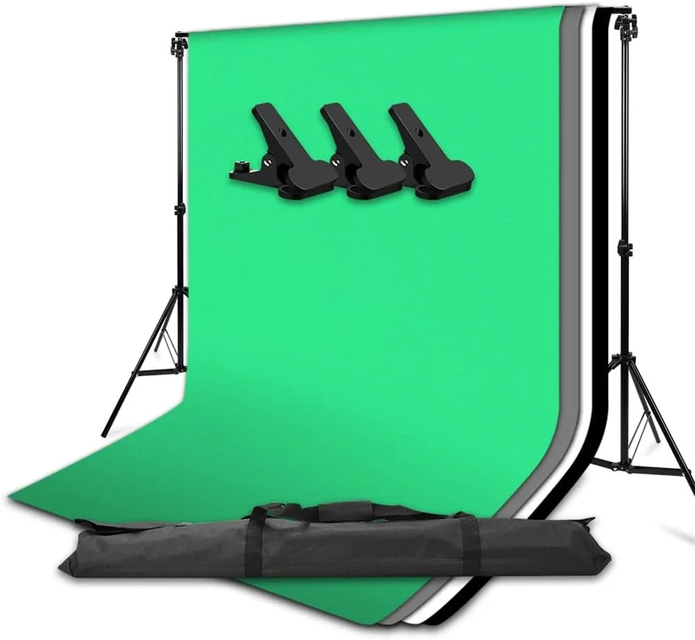 پایه نگهدارنده پرده فون پرتابل HXSMK سیستم پشتیبانی پس زمینه 2x2 متر، پس زمینه عکاسی کروماکی سفید مشکی سبز