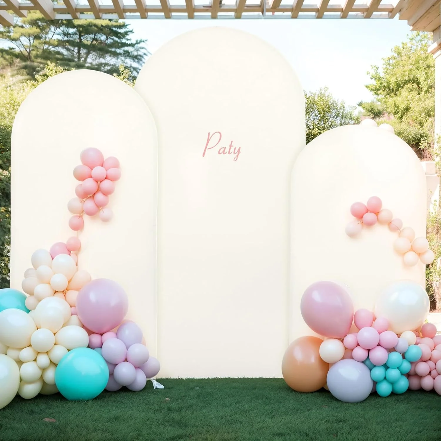 روکش طاق عروسی اسپندکس، روکش پایه طاق عروسی مناسب، روکش پس زمینه طاق گرد برای تزئینات جشن تولد، مراسم و ضیافت (بژ، 2.2 متر)